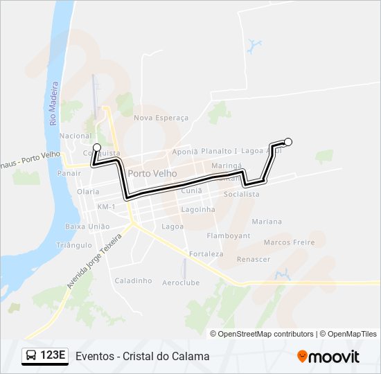 Mapa da linha 123E de ônibus