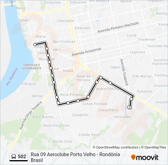 Mapa de 502 de autobús