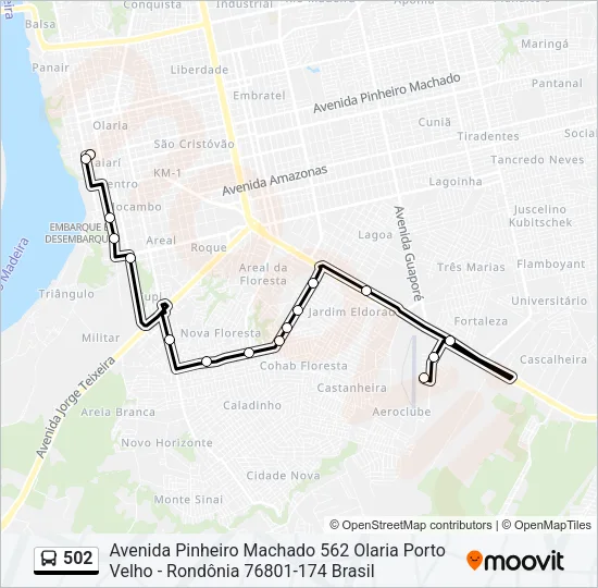 Mapa de 502 de autobús