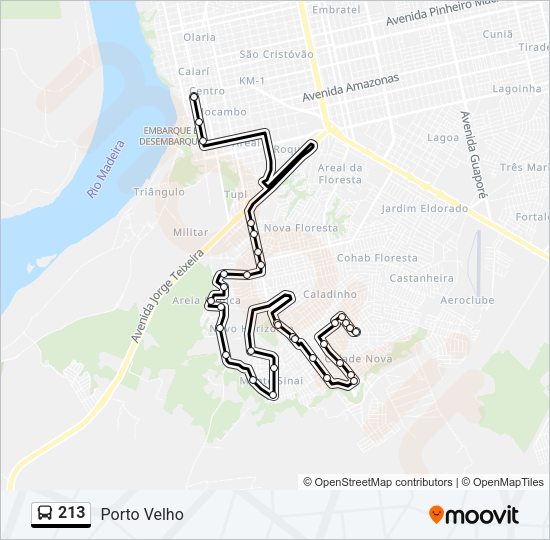 Mapa da linha 213 de ônibus