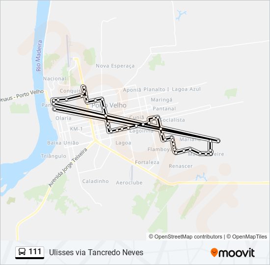 Mapa da linha 111 de ônibus