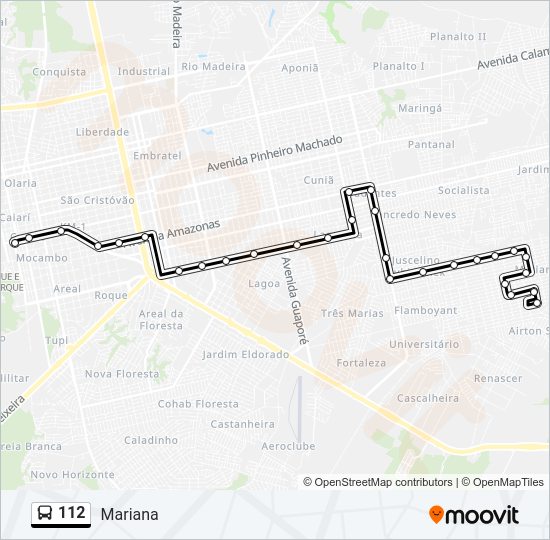 Mapa da linha 112 de ônibus