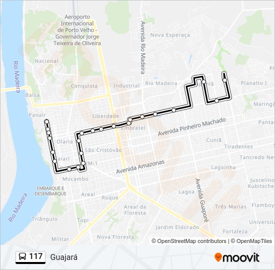 Mapa da linha 117 de ônibus