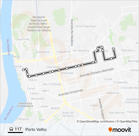 Mapa da linha 117 de ônibus