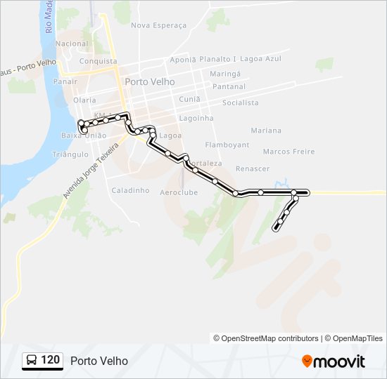 Mapa da linha 120 de ônibus