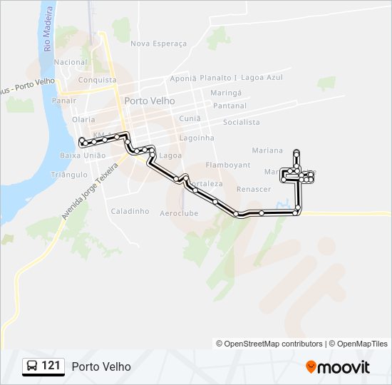 Mapa da linha 121 de ônibus