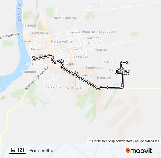 Mapa da linha 121 de ônibus