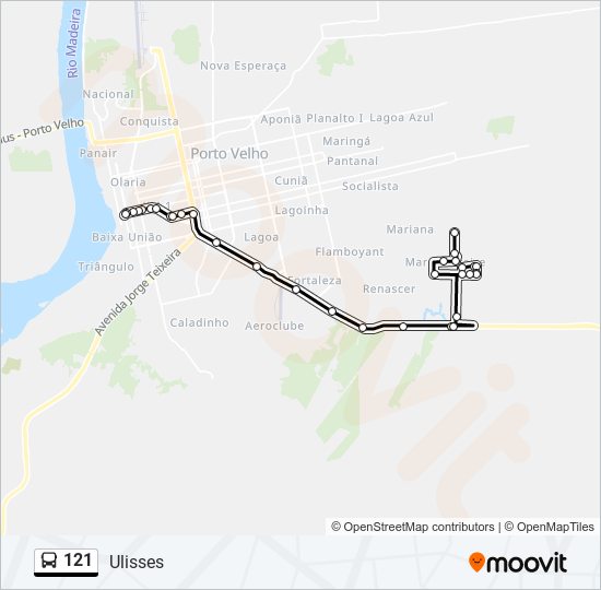 Mapa da linha 121 de ônibus