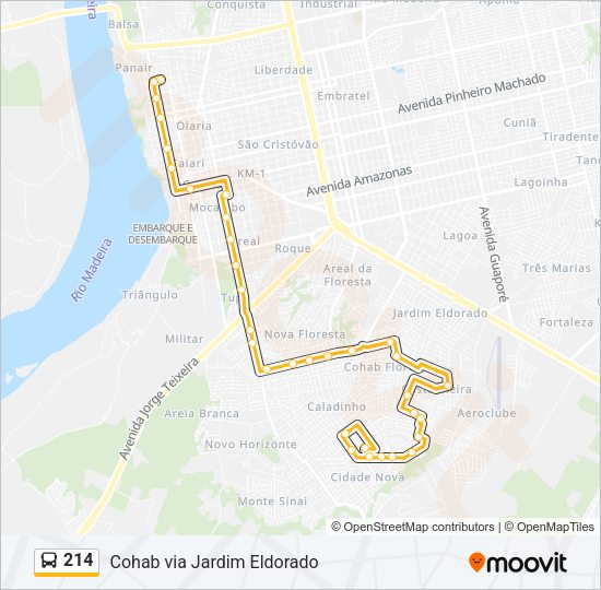 Mapa da linha 214 de ônibus