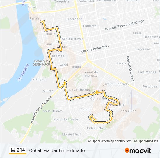 Mapa da linha 214 de ônibus