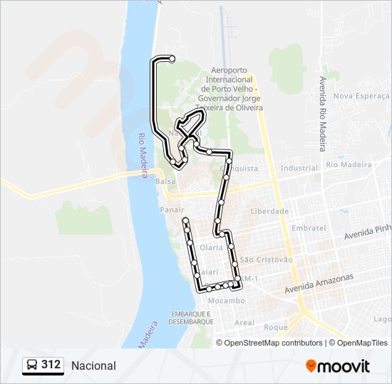 Mapa da linha 312 de ônibus