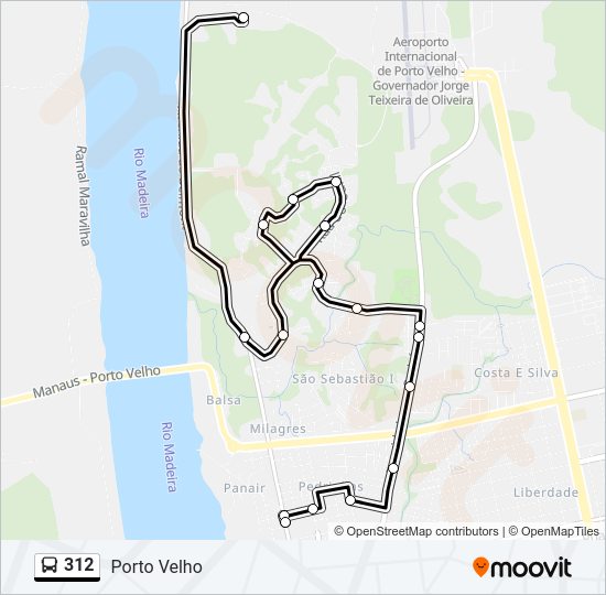 Mapa da linha 312 de ônibus