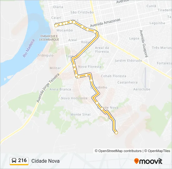 216 Bus Line Map