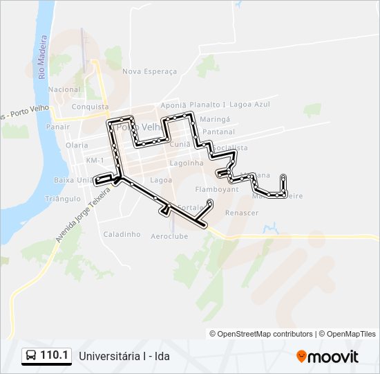Mapa da linha 110.1 de ônibus