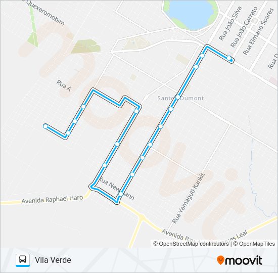 Mapa da linha 002 VILA VERDE de ônibus