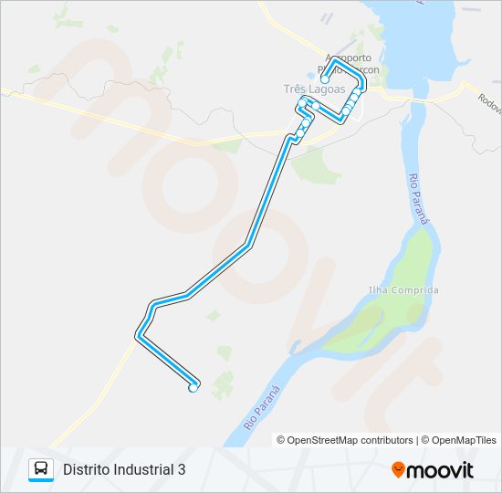 Mapa da linha 018 DISTRITO INDUSTRIAL 3 de ônibus