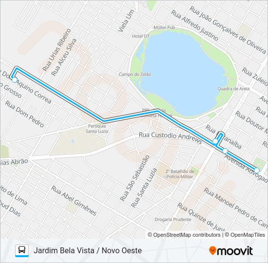 Mapa da linha 006 JARDIM BELA VISTA / NOVO OESTE de ônibus