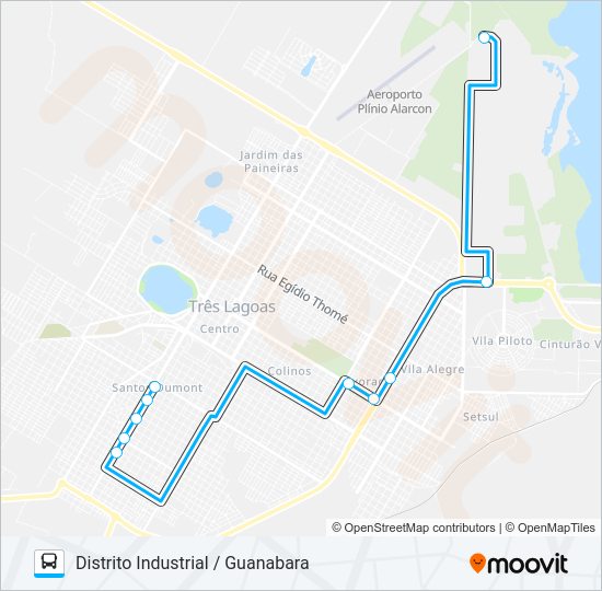 Mapa da linha 011 DISTRITO INDUSTRIAL / GUANABARA de ônibus