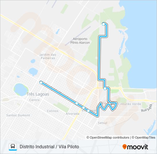Mapa da linha 013 DISTRITO INDUSTRIAL / VILA PILOTO de ônibus