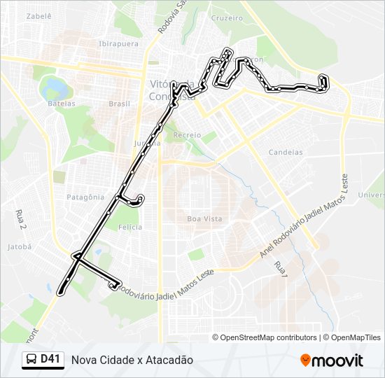 Mapa da linha D41 de ônibus