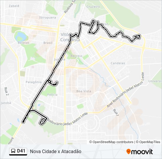 Mapa da linha D41 de ônibus