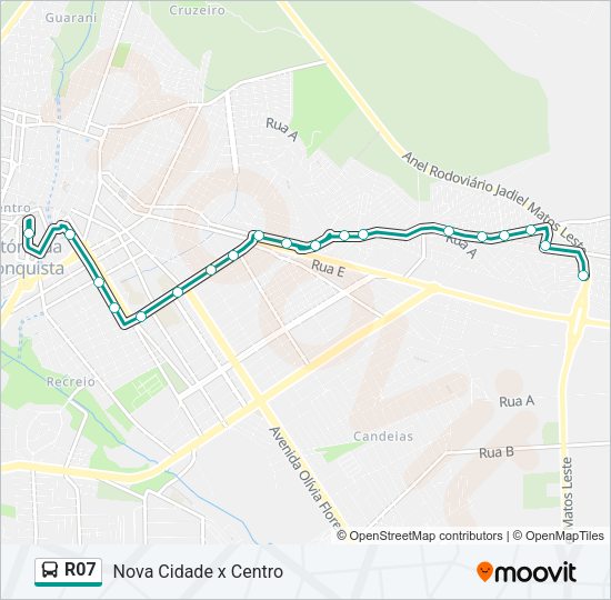 Mapa da linha R07 de ônibus