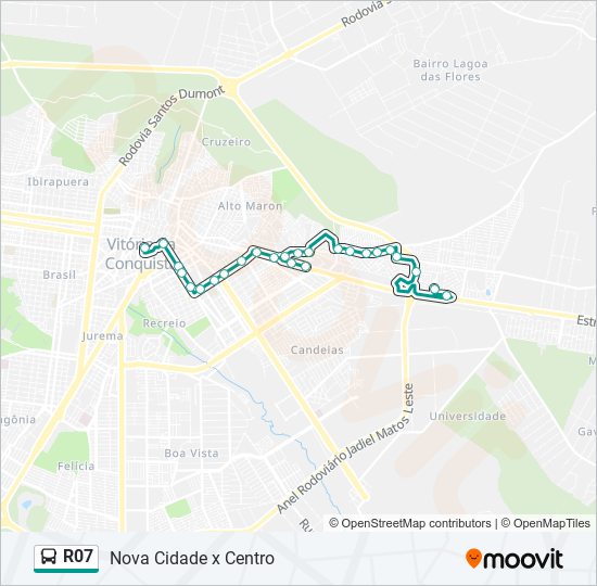 Mapa da linha R07 de ônibus