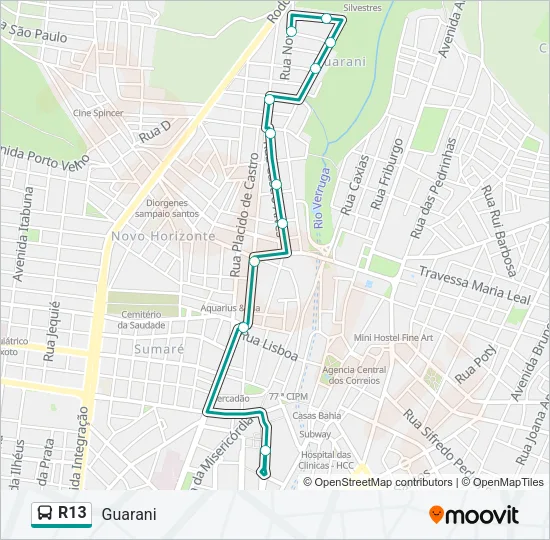 R13 Bus Line Map