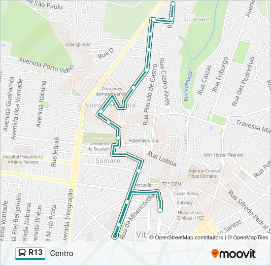 R13 Bus Line Map