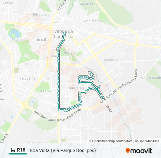 R18 Bus Line Map