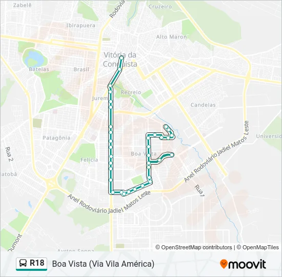 R18 Bus Line Map