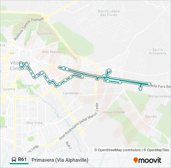 R61 Bus Line Map