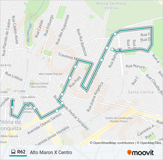 R62 bus Line Map