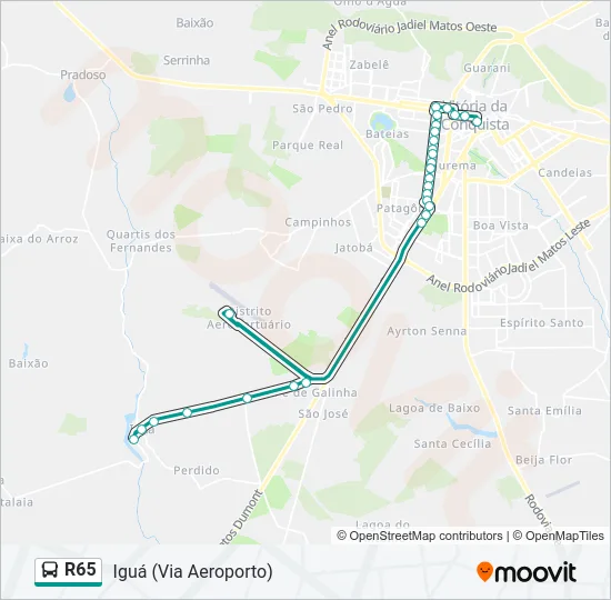R65 Bus Line Map