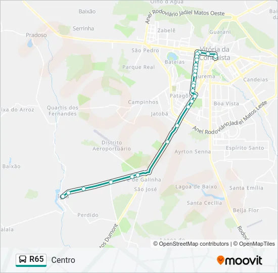 R65 Bus Line Map