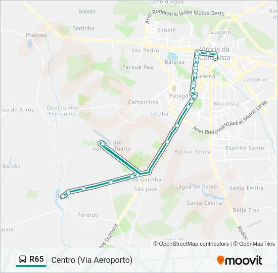 R65 Bus Line Map