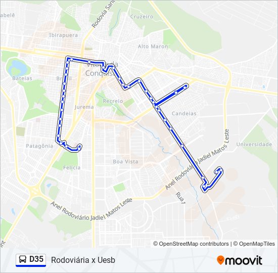 Horários de cinco de linhas de ônibus de Vitória da Conquista