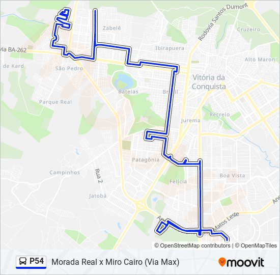 Rota da linha p54: horários, paradas e mapas - Miro Cairo (Atualizado)