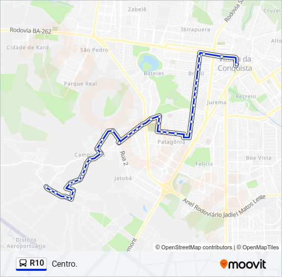 Mapa de R10 de autobús