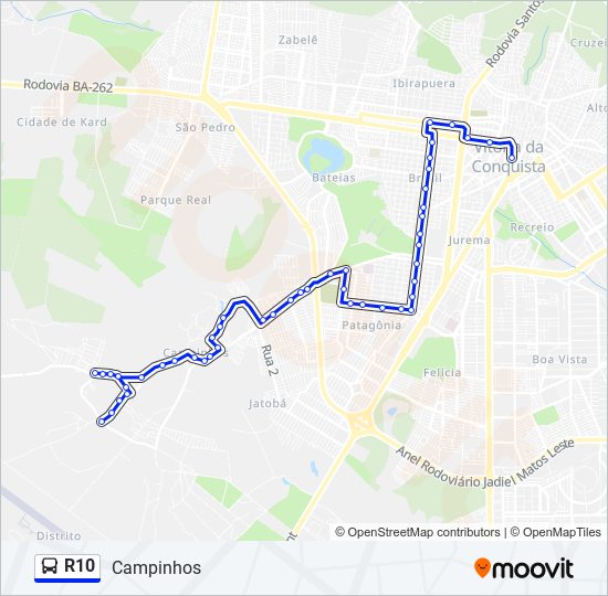 Rota da linha r10: horários, paradas e mapas - Campinhos (Atualizado)