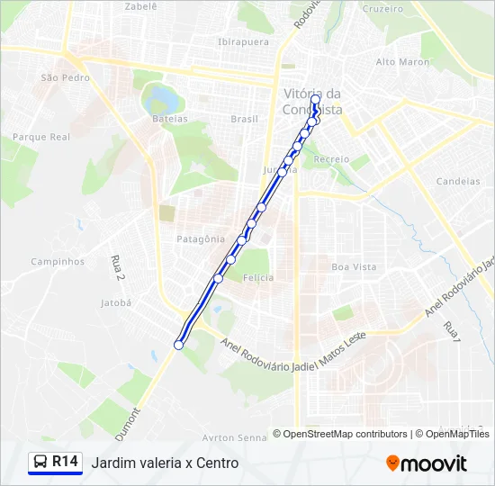 R14 Bus Line Map