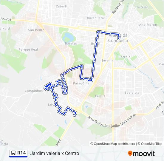 R14 Bus Line Map