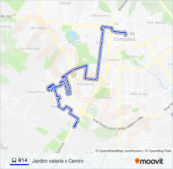 R14 Bus Line Map