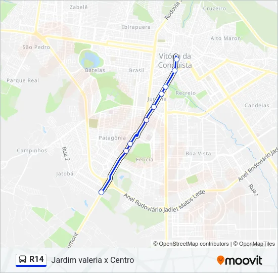 R14 Bus Line Map