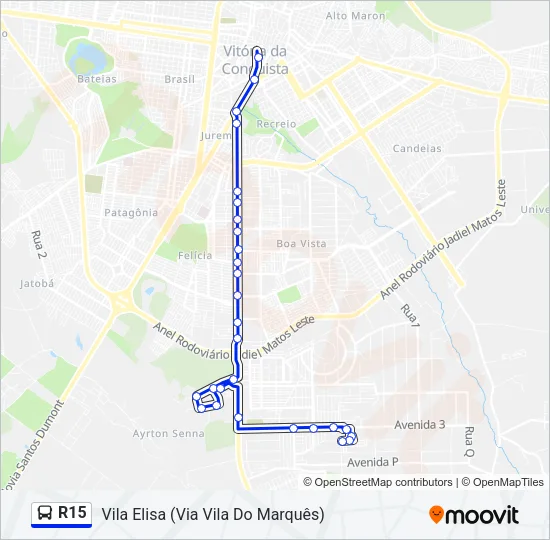 R15 Bus Line Map