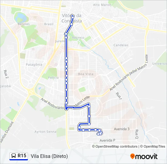R15 Bus Line Map