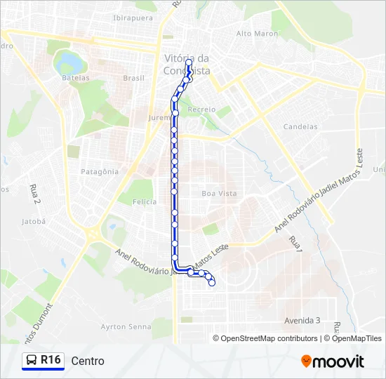 R16 Bus Line Map