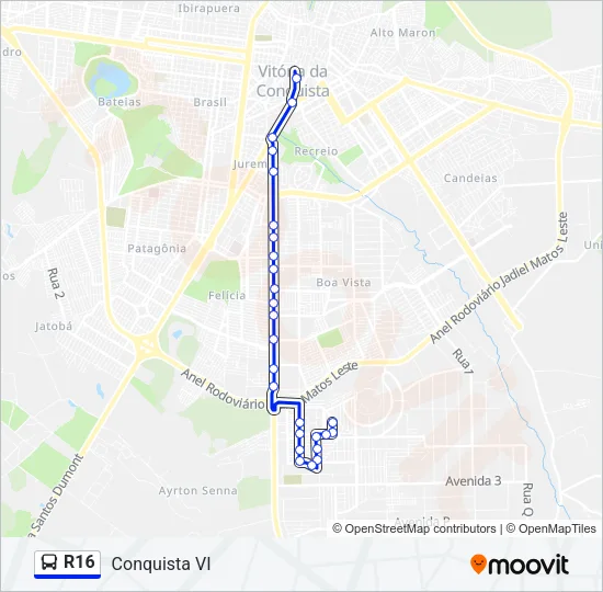 R16 Bus Line Map