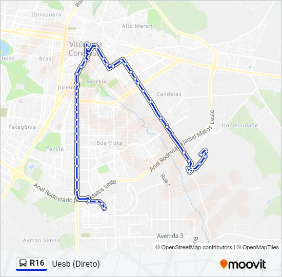 R16 Bus Line Map