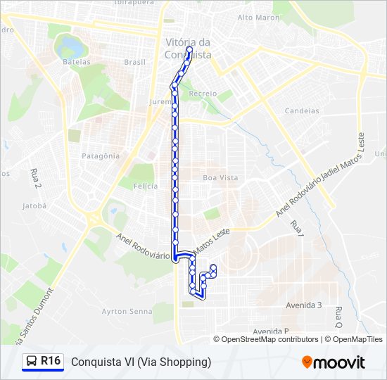 Rota da linha r16: horários, paradas e mapas - Conquista VI (Via Shopping)  (Atualizado)